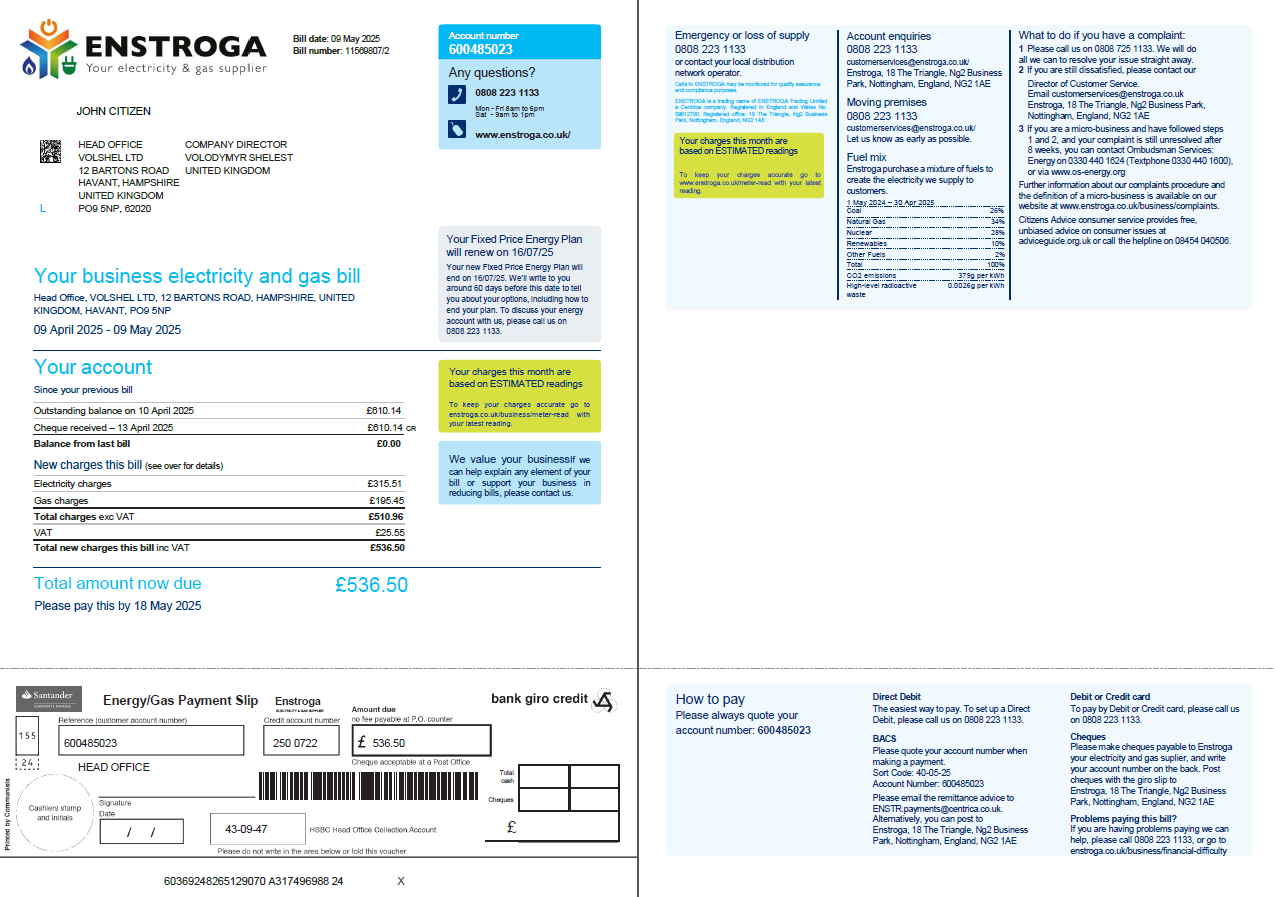  Minol USA business utility bill 
